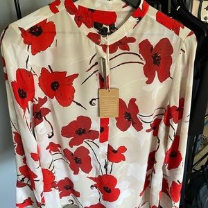 J Crew - Silk tunic in ivory poppy floral